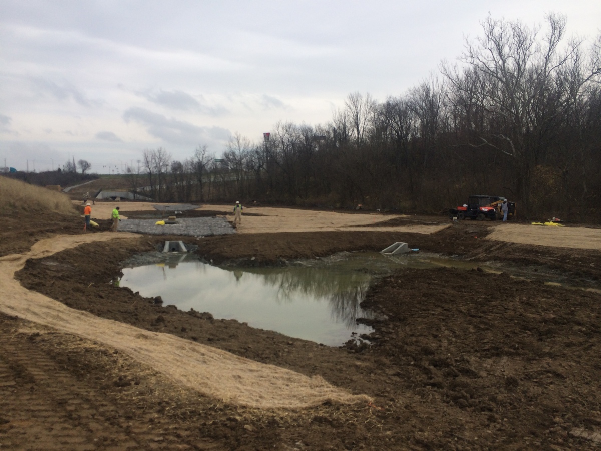 drainage system with dirt and water